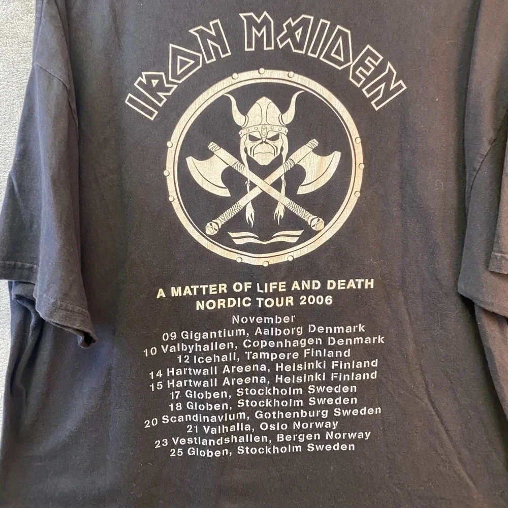 Iron Maiden Mens T-Shirt XL Black Nordic Tour 2006 Viking Tee